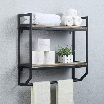 2-Tier Metal Industrial Bathroom Shelves - Wall Mounted Storage Solution