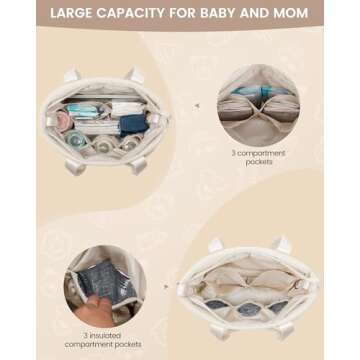 LOVEVOOK Diaper Bag Tote, Puffer Baby Diaper Bag with Insulated Pocket,Travel Diaper Tote with Pacifier Case and Changing Pad