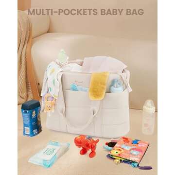 LOVEVOOK Diaper Bag Tote, Puffer Baby Diaper Bag with Insulated Pocket,Travel Diaper Tote with Pacifier Case and Changing Pad