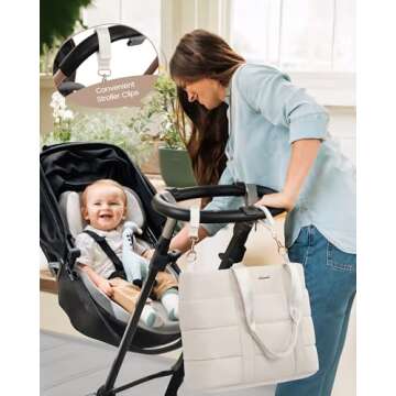 LOVEVOOK Diaper Bag Tote, Puffer Baby Diaper Bag with Insulated Pocket,Travel Diaper Tote with Pacifier Case and Changing Pad