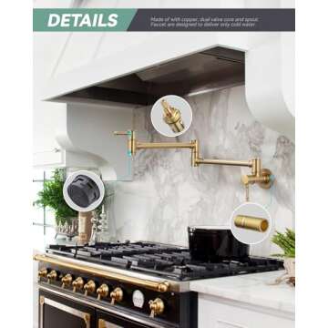ALEASHA Brushed Gold Pot Filler Faucet: Elegant Kitchen Upgrade