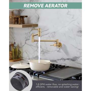 ALEASHA Gold Pot Filler Faucet for Stylish Kitchens