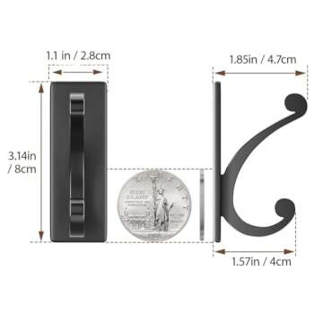 jockcaras Adhesive Wall Hook for Towel/Coat - Extra Sticky 10LB Stainless, Stick on Hanger for Bath or Shower, Matt Black 4-Pack