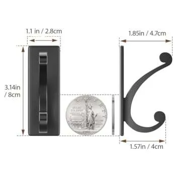 jockcaras Adhesive Wall Hook for Towel/Coat - Extra Sticky 10LB Stainless, Stick on Hanger for Bath or Shower, Matt Black 4-Pack