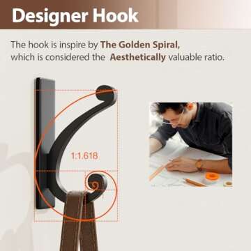 jockcaras Adhesive Wall Hook for Towel/Coat - Extra Sticky 10LB Stainless, Stick on Hanger for Bath or Shower, Matt Black 4-Pack