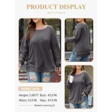 Eytino Plus Size Women's Waffle Knit Sweatshirt