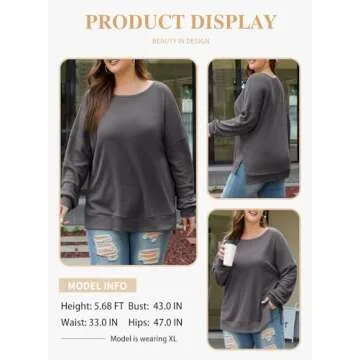 Eytino Plus Size Women's Waffle Knit Sweatshirt