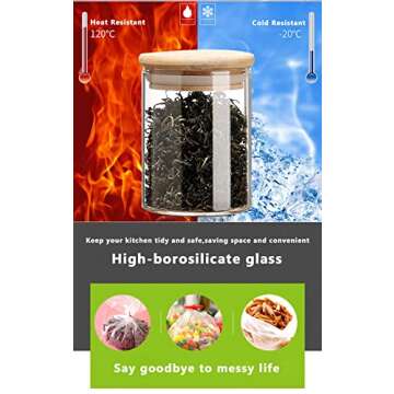 NEPIVEL 2 Pack Glass Jars with Bamboo Lids, 18.5Oz Glass Containers with Airtight Bamboo Lid and Spoons,100% Sealed Glass Spice Jars for Candy Coffee Beans Sugar Nuts Cookies, 540ml