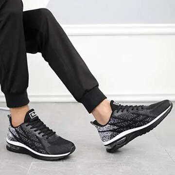 Impdoo Mens Air Athletic Running Sneaker Cute Fitness Sport Gym Jogging Tennis Shoes (Black US 7 B(M)