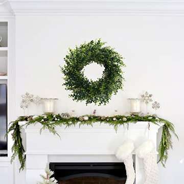 GTIDEA 18 Inch Artificial Eucalyptus Wreath Front Door Wreath Full Green Leaf Wreath for Home Wall Spring Summer Farmhouse Garden Décor