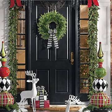 GTIDEA 18 Inch Artificial Eucalyptus Wreath Front Door Wreath Full Green Leaf Wreath for Home Wall Spring Summer Farmhouse Garden Décor