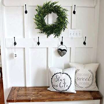 GTIDEA 18 Inch Artificial Eucalyptus Wreath Front Door Wreath Full Green Leaf Wreath for Home Wall Spring Summer Farmhouse Garden Décor