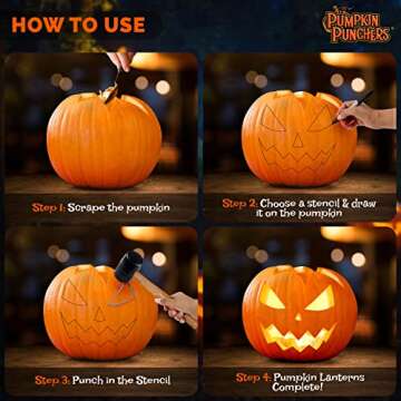 Pumpkin Punchers Pumpkin carving kit for kids | Pumpkin carving tools | Pumpkin carving stencils | Pumpkin carver kit | safe pumpkin tools (24 pieces)