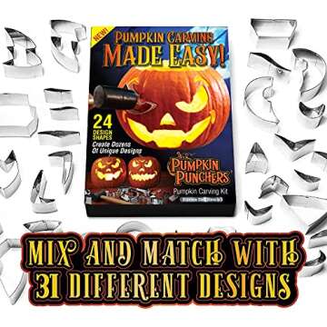 Pumpkin Punchers Pumpkin carving kit for kids | Pumpkin carving tools | Pumpkin carving stencils | Pumpkin carver kit | safe pumpkin tools (24 pieces)