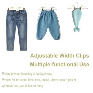 Koobay Shorts Hangers 20 Pack Jeans Hangers for Closet 11.8" Gold Aluminium Hangers with 2 Adjustable Clips Pants Hanger Shirt Slim Hangers for Men Women Metal Hangers