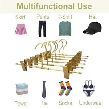 Koobay Shorts Hangers 20 Pack Jeans Hangers for Closet 11.8" Gold Aluminium Hangers with 2 Adjustable Clips Pants Hanger Shirt Slim Hangers for Men Women Metal Hangers