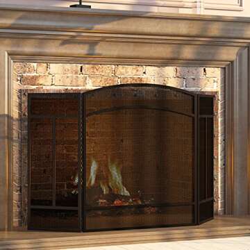Fire Beauty 3 Panel Wrought Iron Fireplace Screen