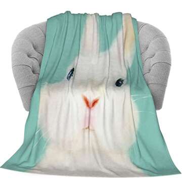 Dujiea Cute Rabbit Fuzzy Flannel Blanket Throw 40"X50", Super Soft Lightweight Blanket Throw for Cou...