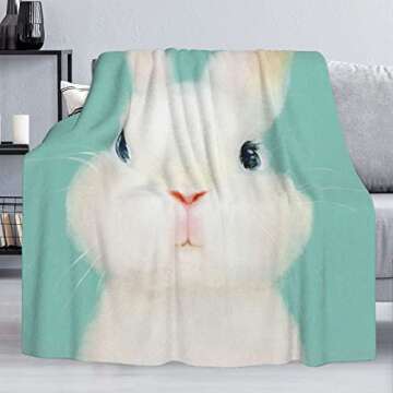 Dujiea Cute Rabbit Fuzzy Flannel Blanket Throw for Kids
