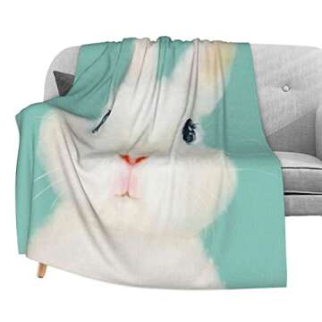 Dujiea Cute Rabbit Fuzzy Flannel Blanket Throw for Kids