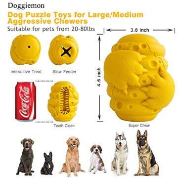 Chew Toys for Aggressive Chewers Large Medium Breeds, Interactive Treat Dispensing Slow Feeder Indes...