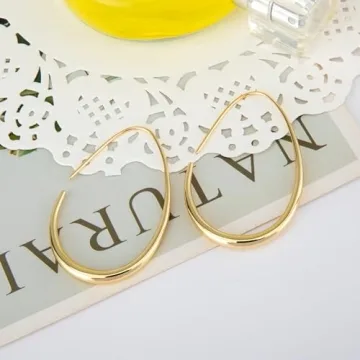 Lightweight Teardrop Hoop Earrings - Elegant Gold Plated Jewelry