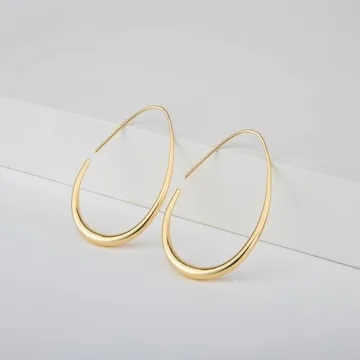 Lightweight Teardrop Hoop Earrings - Elegant Gold Plated Jewelry