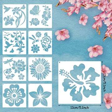 16 Pieces Flower Stencil for Painting Bee Sunflower Butterfly Spring Stencil Large Template Reusable...