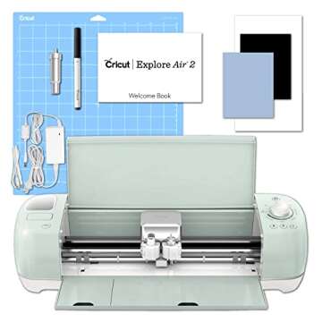 Cricut Explore Air 2 Machine Bundle - Vinyl and Iron-on Materials with Tools and Pens, Beginner Cutting Machine with Accessories and Digital Education Guides, HTV and Vinyl Sampler Pack