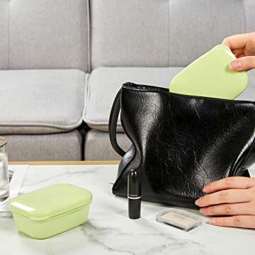 Quatish 2 Pack Travel Soap Container, Portable Soap Holder with Lid, Travel Bar Soap Holder, Soap Case for Camping Gym Travel, Soap Box for Bathroom,Green