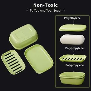 Quatish 2 Pack Travel Soap Container, Portable Soap Holder with Lid, Travel Bar Soap Holder, Soap Case for Camping Gym Travel, Soap Box for Bathroom,Green