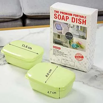Quatish 2 Pack Travel Soap Container, Portable Soap Holder with Lid, Travel Bar Soap Holder, Soap Case for Camping Gym Travel, Soap Box for Bathroom,Green