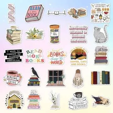 Vibrant 50pcs Book Stickers for Kindle & Laptop Lovers
