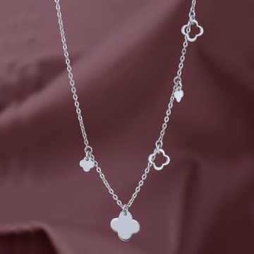 Elegant Vanbelle Clover Charm Necklace - Handmade Silver Jewelry