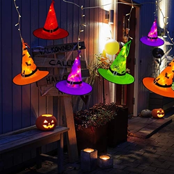 Tcamp Lighted Witch Hats with 44ft LED String Lights - Halloween Decor