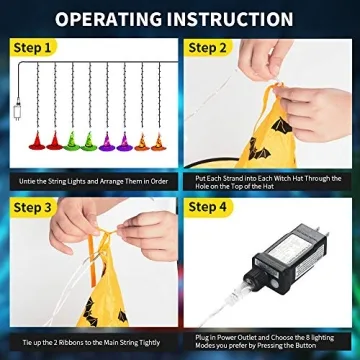 Tcamp Lighted Witch Hats with 44ft LED String Lights - Halloween Decor