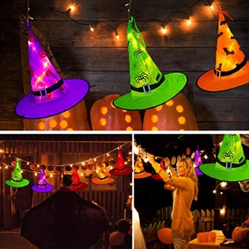 Tcamp Lighted Witch Hats with 44ft LED String Lights - Halloween Decor