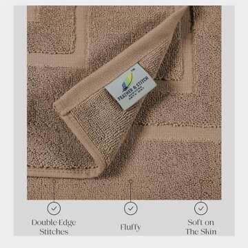 Feather & Stitch Soft Absorbent Bath Mats - 2 Piece Set