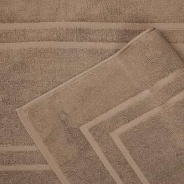 Feather & Stitch Soft Absorbent Bath Mats - 2 Piece Set