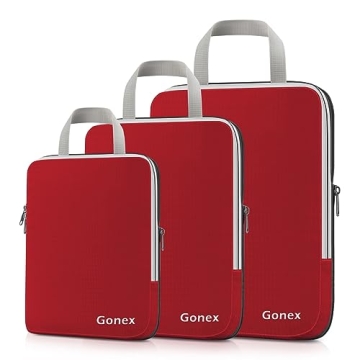 Gonex Compression Packing Cubes 3pcs Expandable Travel Organizers