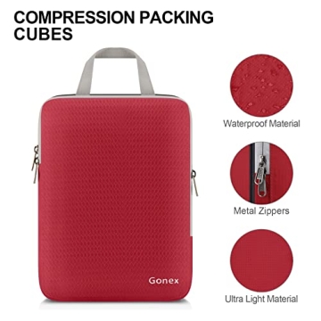 Gonex Compression Packing Cubes 3pcs Expandable Travel Organizers