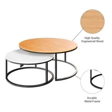 ODIKA Two Tone Nesting Coffee Tables - Modern Accent Tables