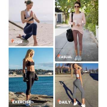 GAYHAY High Waisted Capri Leggings for Women - Soft Slim Yoga Pants for Running Cycling Workout