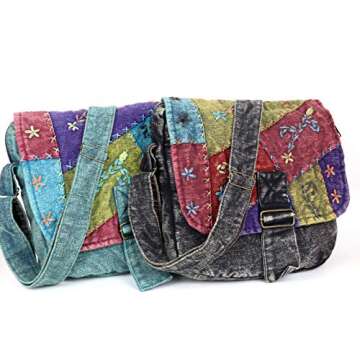 Hippie Handmade Messenger Style cotton multicolor, hand work Cross body bag. Boho Hobo Bag. Handmade Peace Bag. Daily use bag. (Turquoise)