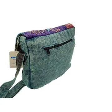 Hippie Handmade Messenger Style cotton multicolor, hand work Cross body bag. Boho Hobo Bag. Handmade Peace Bag. Daily use bag. (Turquoise)
