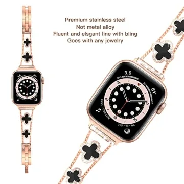 Elegant Rose Gold Diamond Apple Watch Band for Women