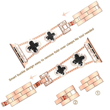 Elegant Rose Gold Diamond Apple Watch Band for Women