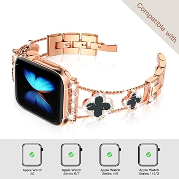 Elegant Rose Gold Diamond Apple Watch Band for Women