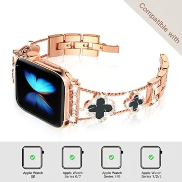 Elegant Rose Gold Diamond Apple Watch Band for Women