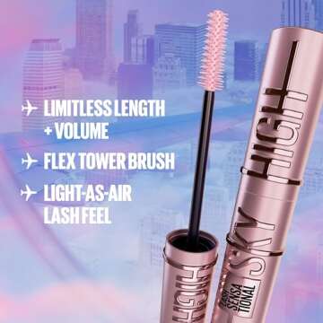 Maybelline Sky High Waterproof Mascara Makeup, Very Black + Maybelline New York Tattoo Studio Ink Pen Eyeliner Jet Black Bundle